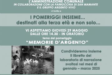 I pomeriggi insieme... destinati alla terza et&#224; e non solo... - Gioved&#236; 29 maggio