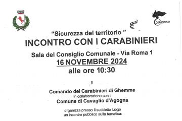 &quot;Sicurezza del territorio&quot; Incontro con i Carabinieri
