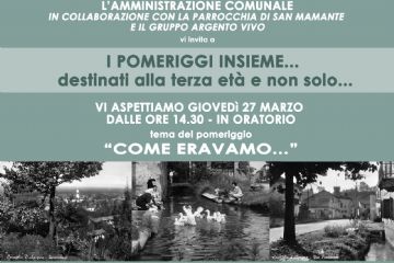 I pomeriggi insieme... destinati alla terza et&#224; e non solo... - Gioved&#236; 27 Marzo