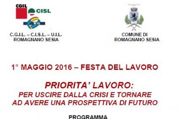 1&#176; MAGGIO 2016 – FESTA DEL LAVORO