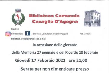 Giornate della Memoria 27 gennaio e del Ricordo 10 febbraio